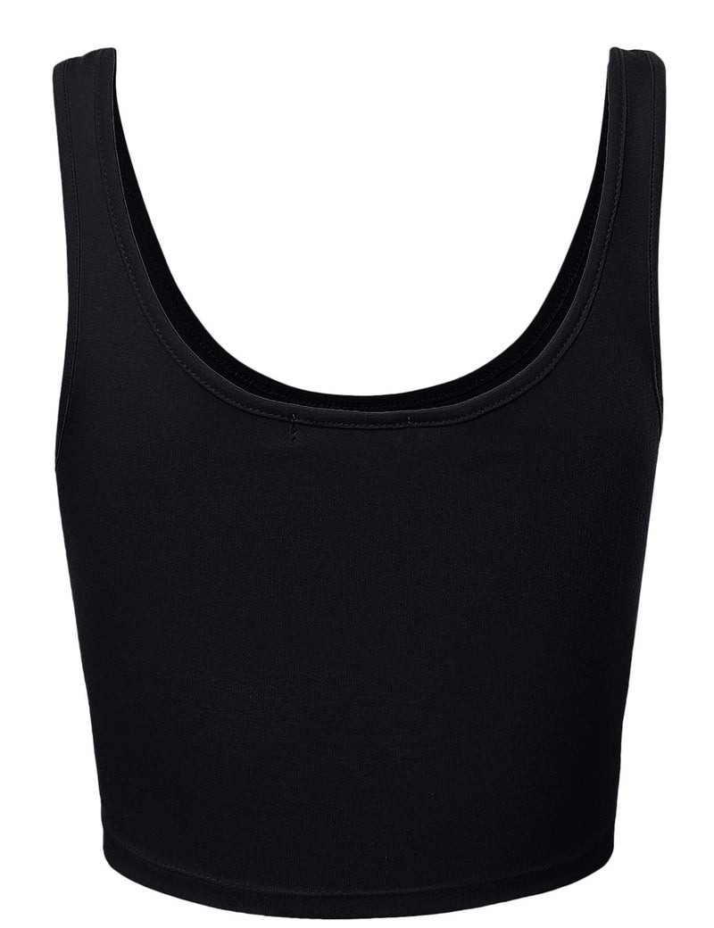 HATOPANTS Women Sleeveless Racerback Crop Tank Top Cami Backless Scoopneck Shirts Black L - Image 3